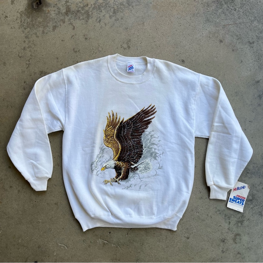 Deadstock Bald Eagle Crewneck Sweatshirt Jerzees Large Made in USA NWT